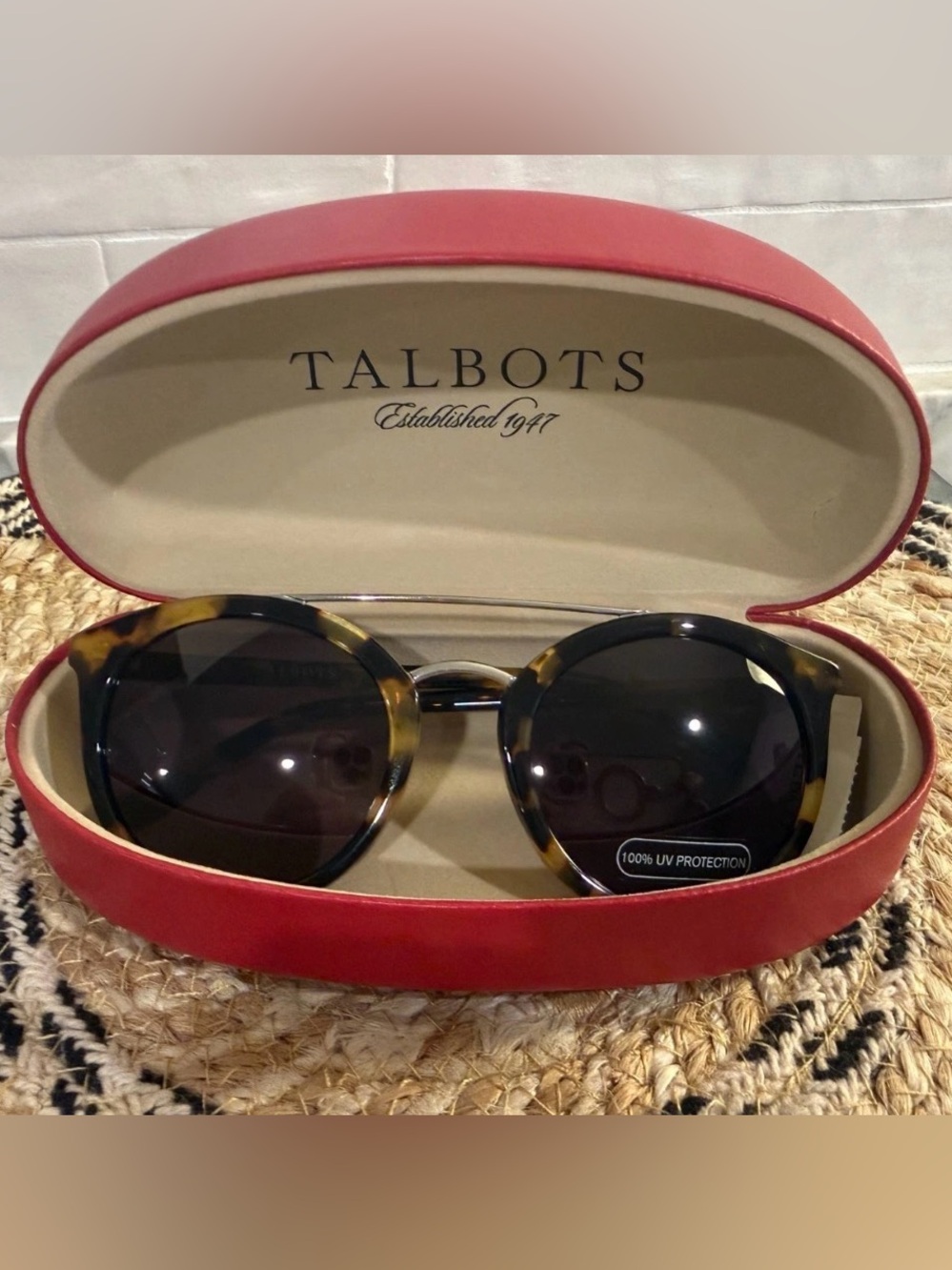Talbots Tortoiseshell Round Sunglasses with Dark Lenses